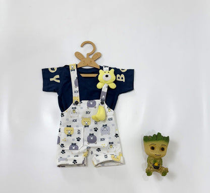 Dungaree | Bear Squad Navy Tee & Dungaree Set | Boys Wear