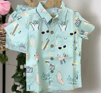 Co-ord Set | Aloha Summer Vibes Shirt & Shorts Set | Boys Wear